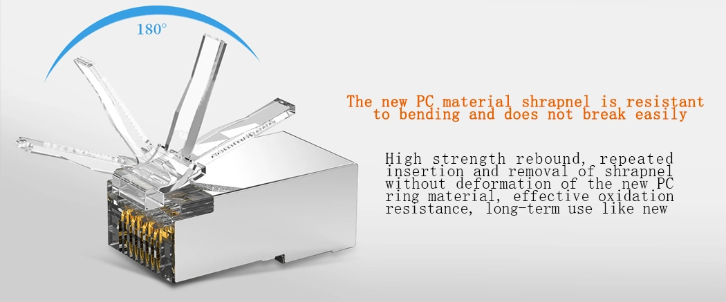 Cat. 7 Shielded (FTP) Modular Plug with Cable Clip RJ45 Connector Network Plug