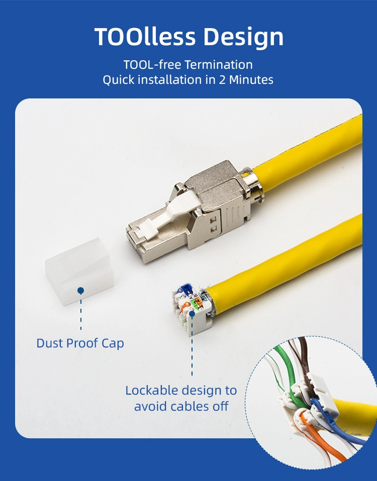 New Product RJ45 8p8c CAT6 FTP Toolless Connector Plug Shielded Zinc Alloy Modular Plug RJ45 Connector