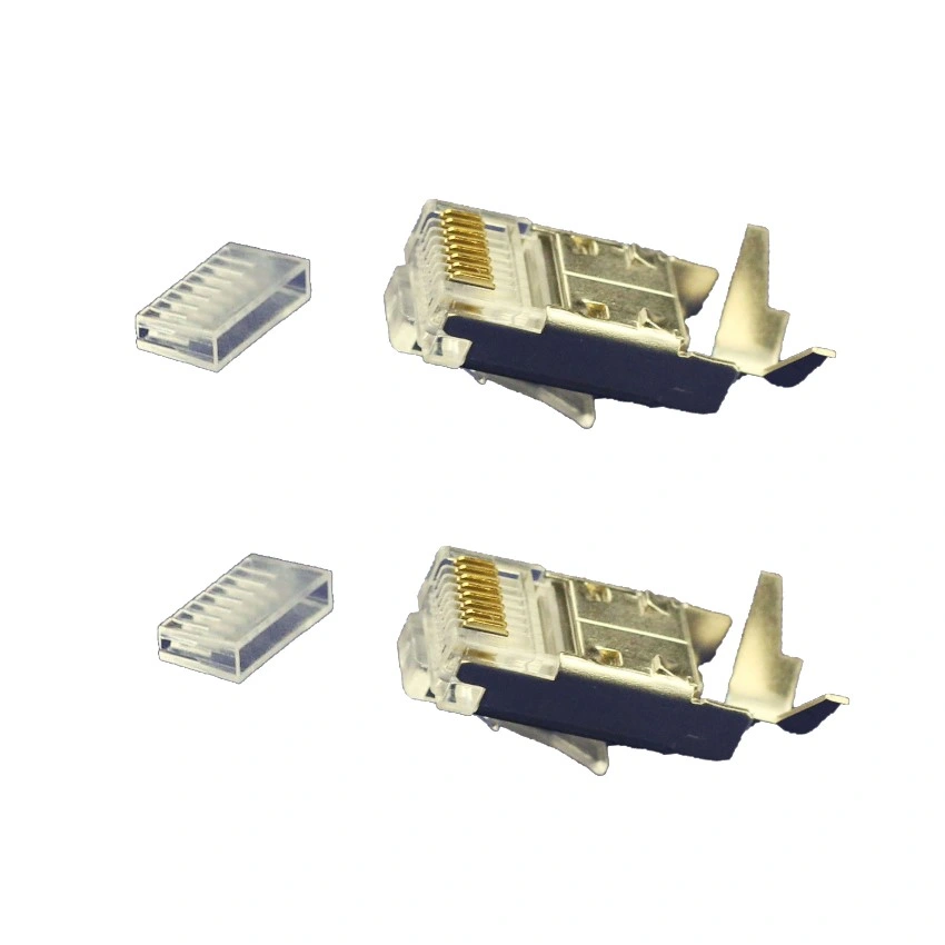 UTP 8p8c RJ45 CAT6A Modular Plug German-Style Squae Hole Shielded Network Connector Plug