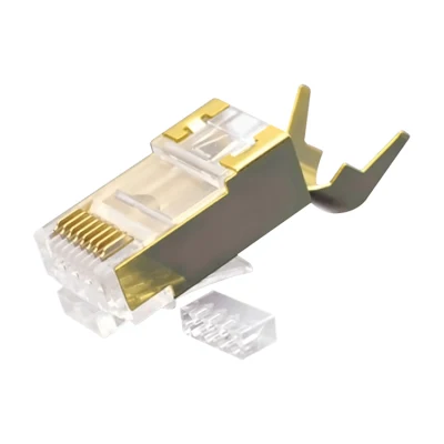 CAT.7 RJ45 8P8C Modular Plug Shielded (FTP) Conectores de red Escudo de cobre chapado en oro Kit de 2 piezas