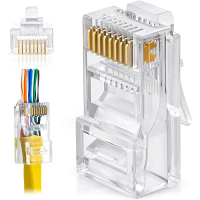 Conector pasante CAT6 RJ45 8p8c Conector modular RJ45 blindado