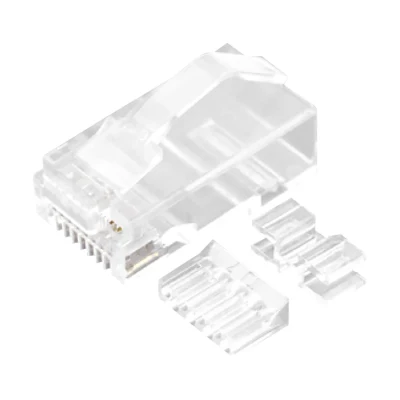 CAT.6A RJ45 8P8C Enchufe modular Conectores de red sin blindaje (UTP) Kit de 3 piezas Transparente para cable de par trenzado 24AWG sólido o trenzado