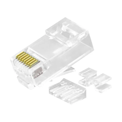 CAT.6A RJ45 8P8C Enchufe modular Conectores de red sin blindaje (UTP) Kit de 3 piezas Transparente