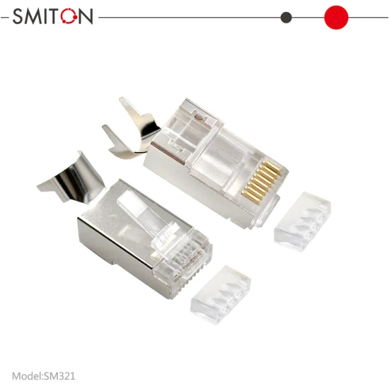 Conector blindado Cat7 Conector modular Cat 7 RJ45 de 8 pines