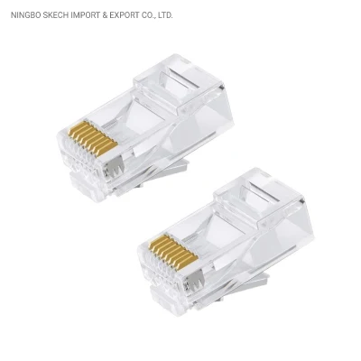 Enchufe modular UTP RJ45 CAT6 para cable de red LAN 8p8c 3 puntas (horquillas) Cable Ethernet Crimp Conector de 8 pines