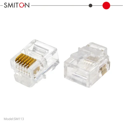 Enchufe de teléfono Cat3 Tipo UTP Conector 6p6c Enchufe modular Rj12 6p6c